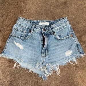 Garage Light Blue Distressed Jean Shorts